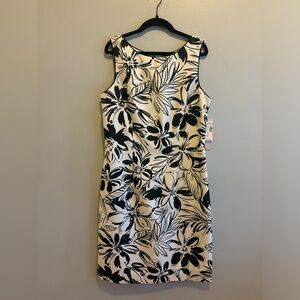 Dressbarn Black and White Floral Midi Dress